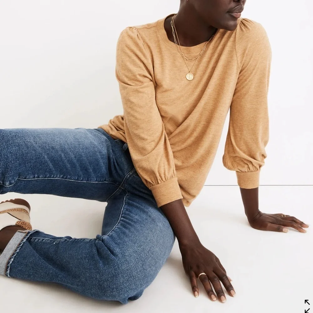 MADEWELL Avrina Women's Puff Sleeve Top in Toffee